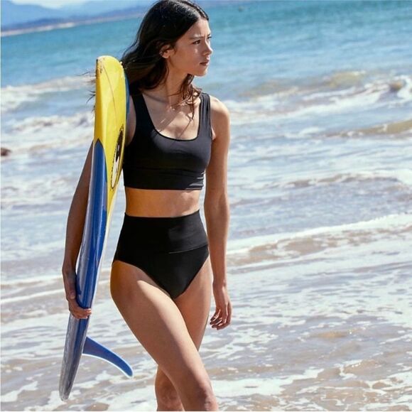 Its Now Cool Bikini Set The Contour Crop Surf Top High-Waist Bottoms Small NWT - Picture 1 of 9